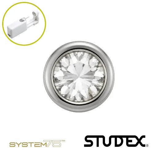 Pendiente de botón abril plateado 2 mm Studex System 75