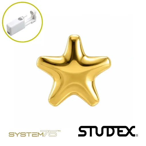 Pendiente de estrella dorado 4 mm Studex System 75