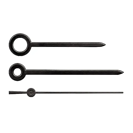 Imagen de Juego de agujas negras calibres de Ø: horaria 110, minutera 65 y segundero 20