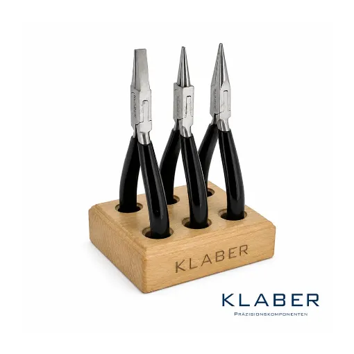 Juego de 3 alicates en base de madera Klaber