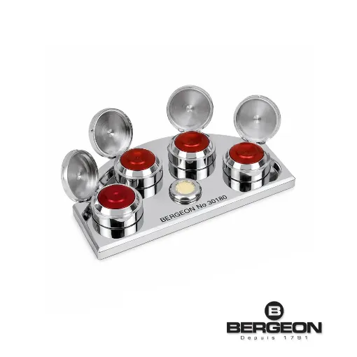 Juego 4 aceiteras Bergeon de latón pulido cromado - 30180