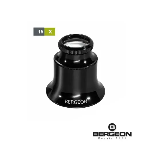 Lupa bifocal Bergeon 1458-A-15 de baquelita negra con 15x aumentos
