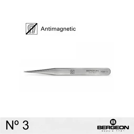Pinza Bergeon de acero inoxidable nº 3 - 7026-3