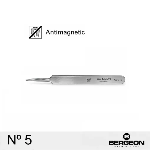 Pinza Bergeon de acero inoxidable nº 5 - 7026-5
