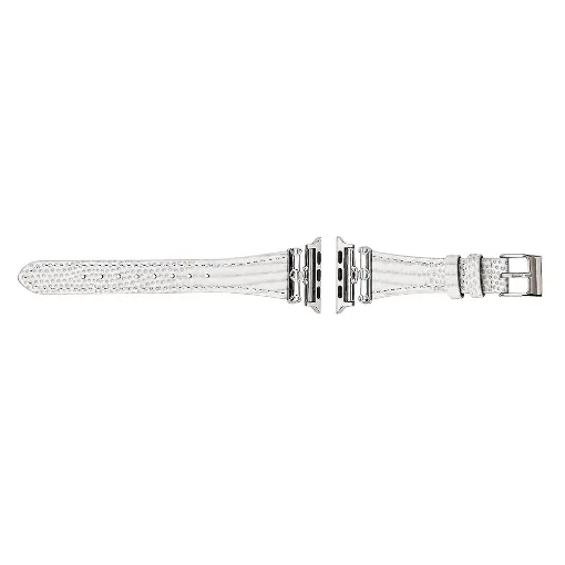 Correa smartwatch de piel blanca modelo Alaska con cierres plateados