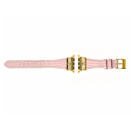Correa smartwatch de piel rosa modelo Alaska con cierres dorados