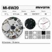 Movimiento de pulsera de cuarzo Miyota 6W20